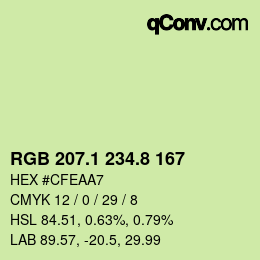 カラーコード: RGB 207.1 234.8 167 | qconv.com