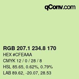 Color code: RGB 207.1 234.8 170 | qconv.com
