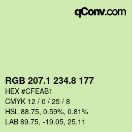 カラーコード: RGB 207.1 234.8 177 | qconv.com