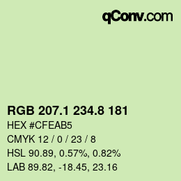 カラーコード: RGB 207.1 234.8 181 | qconv.com