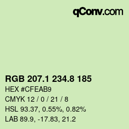 Color code: RGB 207.1 234.8 185 | qconv.com