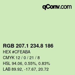 カラーコード: RGB 207.1 234.8 186 | qconv.com