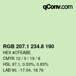 カラーコード: RGB 207.1 234.8 190 | qconv.com