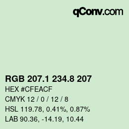 カラーコード: RGB 207.1 234.8 207 | qconv.com