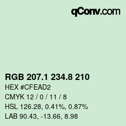 カラーコード: RGB 207.1 234.8 210 | qconv.com