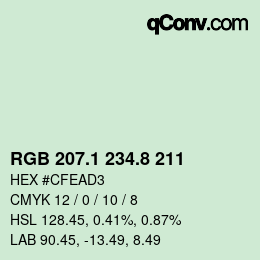 Color code: RGB 207.1 234.8 211 | qconv.com