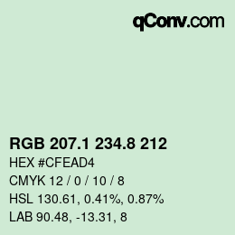 カラーコード: RGB 207.1 234.8 212 | qconv.com