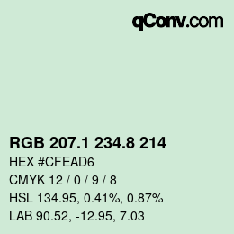 カラーコード: RGB 207.1 234.8 214 | qconv.com