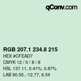 カラーコード: RGB 207.1 234.8 215 | qconv.com