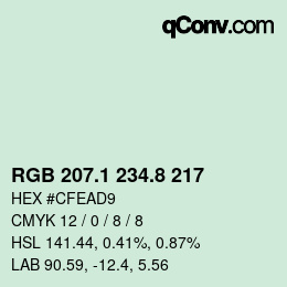 カラーコード: RGB 207.1 234.8 217 | qconv.com