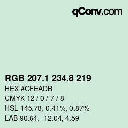 カラーコード: RGB 207.1 234.8 219 | qconv.com
