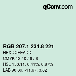Código de color: RGB 207.1 234.8 221 | qconv.com