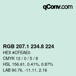カラーコード: RGB 207.1 234.8 224 | qconv.com