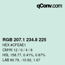 Color code: RGB 207.1 234.8 225 | qconv.com