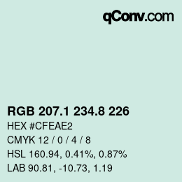 Color code: RGB 207.1 234.8 226 | qconv.com