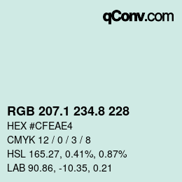 カラーコード: RGB 207.1 234.8 228 | qconv.com