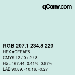 Código de color: RGB 207.1 234.8 229 | qconv.com