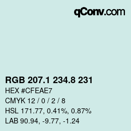 Color code: RGB 207.1 234.8 231 | qconv.com