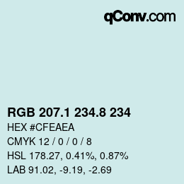 カラーコード: RGB 207.1 234.8 234 | qconv.com