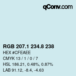 Farbcode: RGB 207.1 234.8 238 | qconv.com