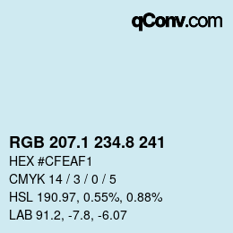 Code couleur: RGB 207.1 234.8 241 | qconv.com