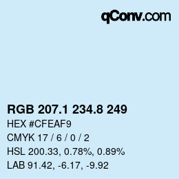 Color code: RGB 207.1 234.8 249 | qconv.com