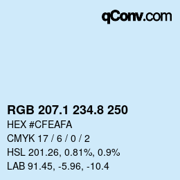 Color code: RGB 207.1 234.8 250 | qconv.com