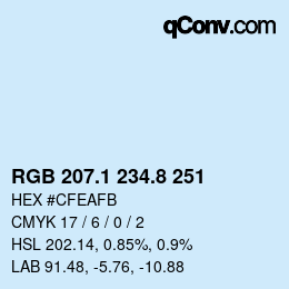Color code: RGB 207.1 234.8 251 | qconv.com