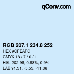 カラーコード: RGB 207.1 234.8 252 | qconv.com