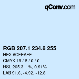 Color code: RGB 207.1 234.8 255 | qconv.com