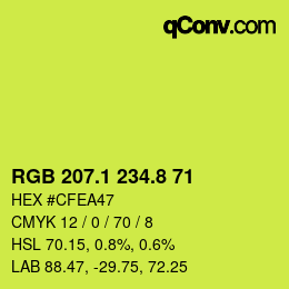 カラーコード: RGB 207.1 234.8 71 | qconv.com