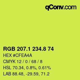 カラーコード: RGB 207.1 234.8 74 | qconv.com