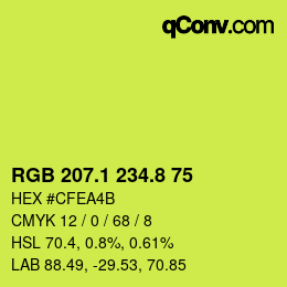 カラーコード: RGB 207.1 234.8 75 | qconv.com