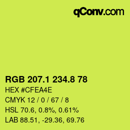 カラーコード: RGB 207.1 234.8 78 | qconv.com