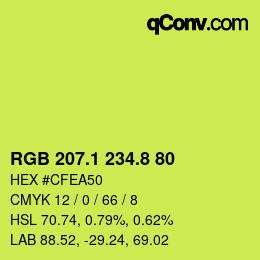 カラーコード: RGB 207.1 234.8 80 | qconv.com