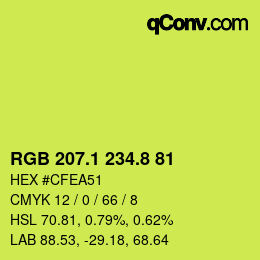 カラーコード: RGB 207.1 234.8 81 | qconv.com