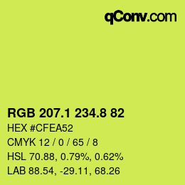 カラーコード: RGB 207.1 234.8 82 | qconv.com
