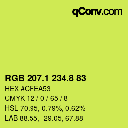カラーコード: RGB 207.1 234.8 83 | qconv.com