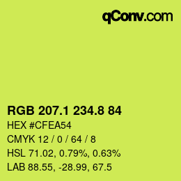 カラーコード: RGB 207.1 234.8 84 | qconv.com
