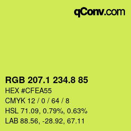 カラーコード: RGB 207.1 234.8 85 | qconv.com