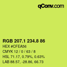 カラーコード: RGB 207.1 234.8 86 | qconv.com
