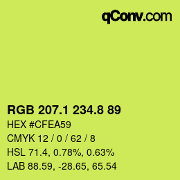 カラーコード: RGB 207.1 234.8 89 | qconv.com