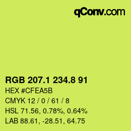 カラーコード: RGB 207.1 234.8 91 | qconv.com