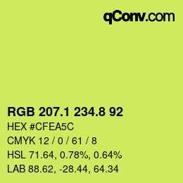 カラーコード: RGB 207.1 234.8 92 | qconv.com