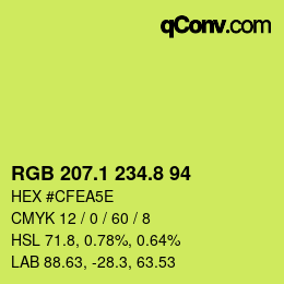 カラーコード: RGB 207.1 234.8 94 | qconv.com