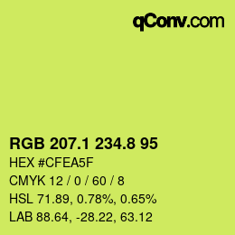 カラーコード: RGB 207.1 234.8 95 | qconv.com
