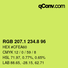 カラーコード: RGB 207.1 234.8 96 | qconv.com