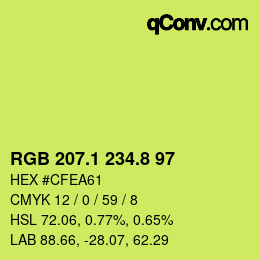 カラーコード: RGB 207.1 234.8 97 | qconv.com