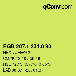 カラーコード: RGB 207.1 234.8 98 | qconv.com