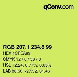 カラーコード: RGB 207.1 234.8 99 | qconv.com